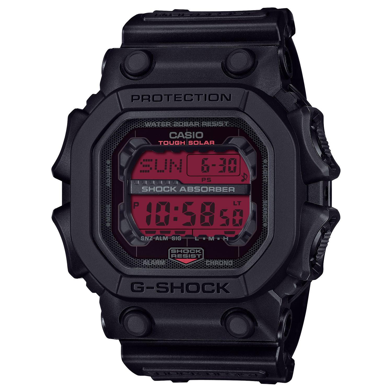 Men’s Solar Watch Casio G-Shock GX-56BBR-1JF JDM 55.5mm – Mineral, 200 m, mud-resistant, Tough Solar, black resin strap Japan Domestic Market