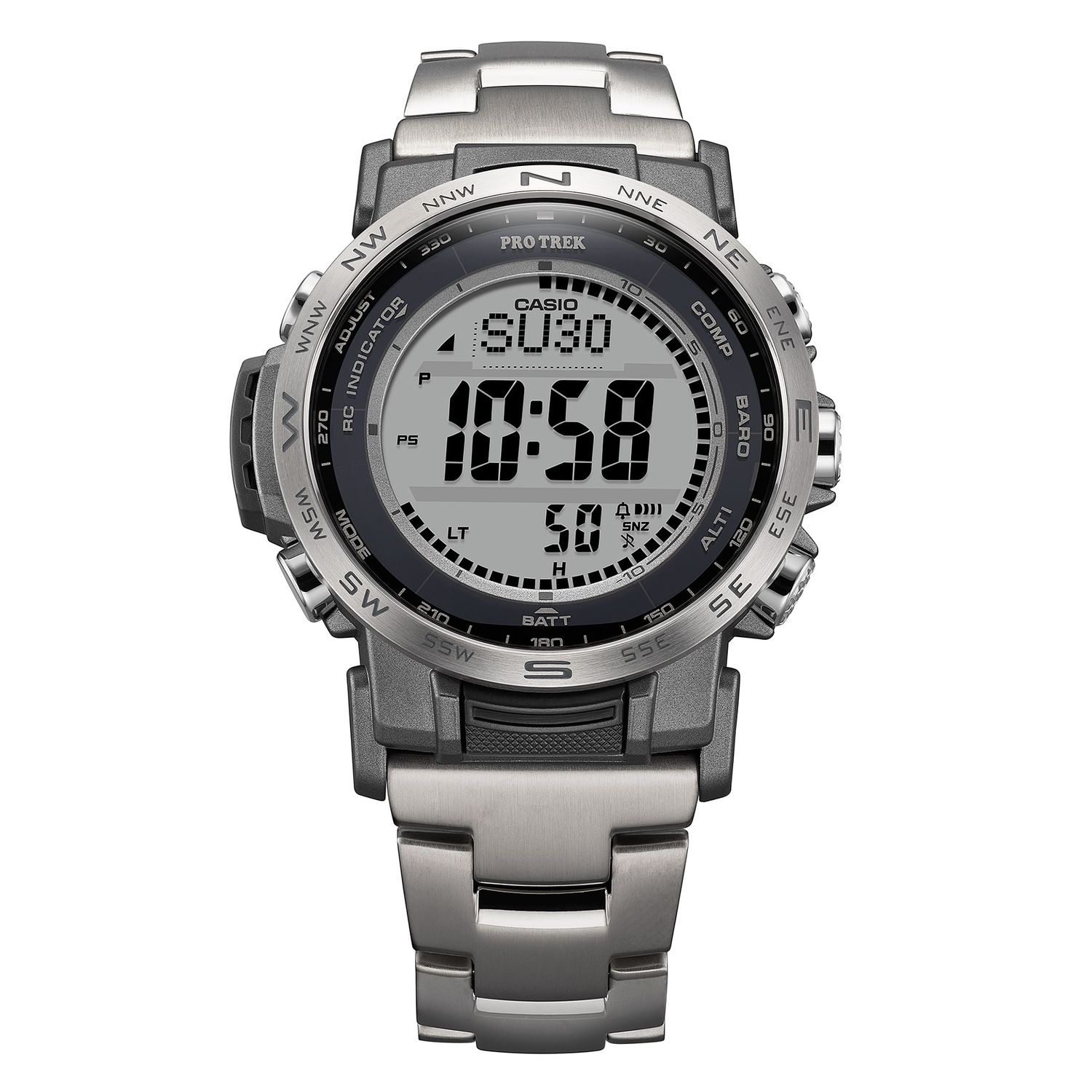 Men’s Solar radiocontrol Watch Casio Pro Trek PRW-35TLD-7JF JDM 44.6mm – Sapphire, 100 m, triple sensor, titanium band Japan Domestic Market