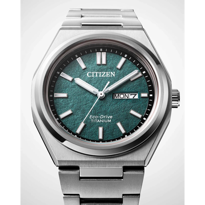 Men’s solar Citizen Zenshin Eco‑Drive AW0130‑85X 39 mm – Sapphire, 100 m, titanium bracelet