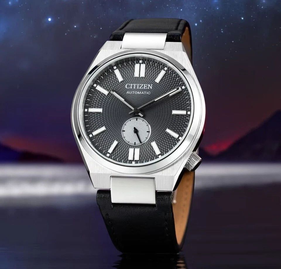 Men’s automatic Citizen Tsuyosa NK5010‑01H 40 mm – Sapphire, 5 bar, 60 h reserve, leather strap