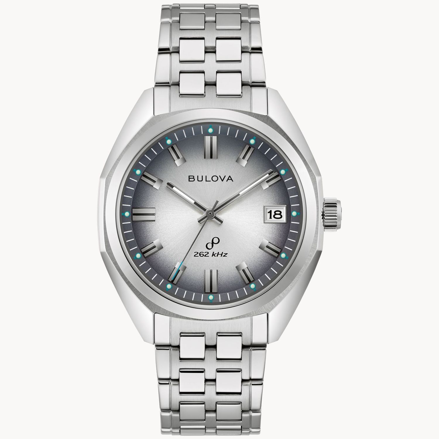 Bulova Jet Star 96B472 40mm men&#39;s quartz watch – Sapphire, 50 m, Precisionist High Precision Quartz (HPQ) 262 kHz movement, steel strap