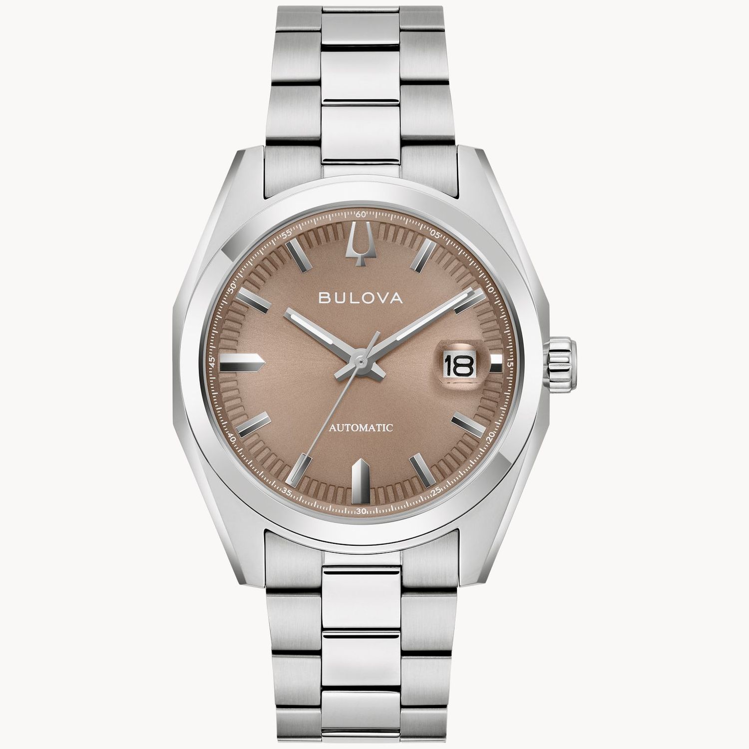 Bulova Surveyor 96B470 39mm automatic watch for men with sapphire crystal and steel strap