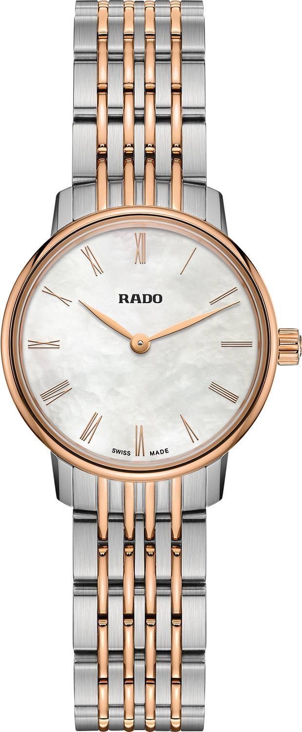 Women’s quartz watch Rado Coupole Classic R22897933 27 mm – Sapphire, 50 m, steel &amp; rose‑gold bracelet