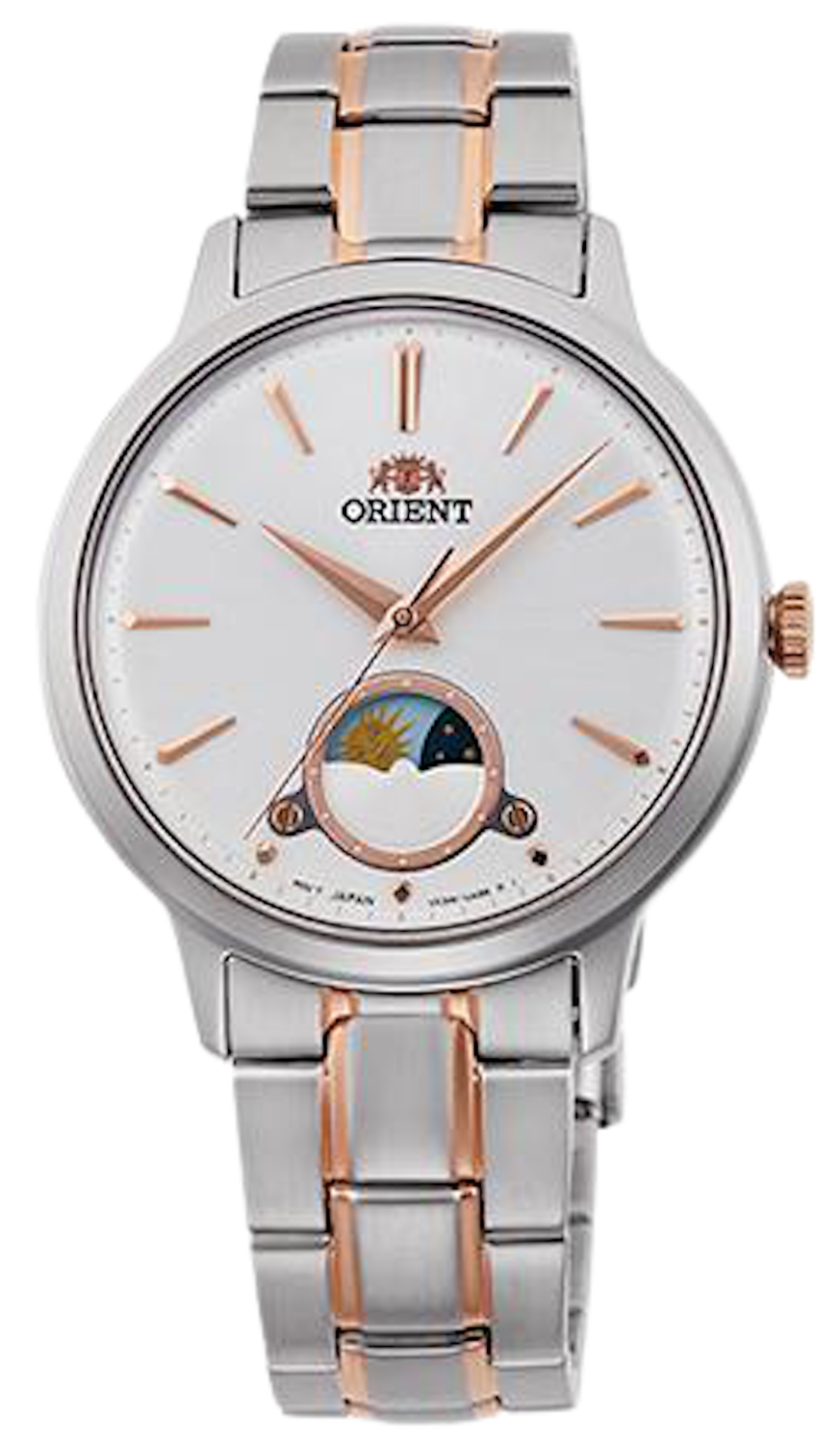 Women&#39;s/unisex watch Orient Sun &amp; Moon RA-KB0001S 34.3MM 30m WR steel strap