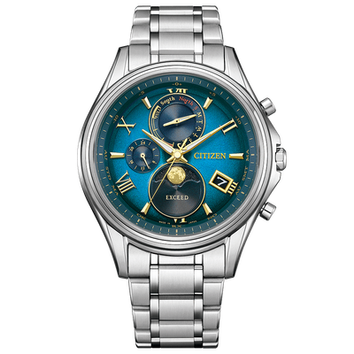 Citizen Exceed Moon Phase Firefly Night BY1020-61W JDM Limited Edition 450 pcs radio-controlled titanium men&#39;s sundial watch 41 mm sapphire crystal 100 m WR titanium case and strap Eco-Drive movement (powered by solar energy or light) JDM