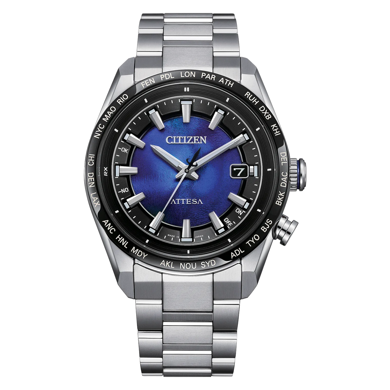 Citizen Attesa Unite with BLUE CB0288-65L JDM 40.6 mm – Sapphire, 100 m, Super Titanium, DLC bezel, Eco-Drive movement (powered by solar or light) JDM (Japanese domestic market)