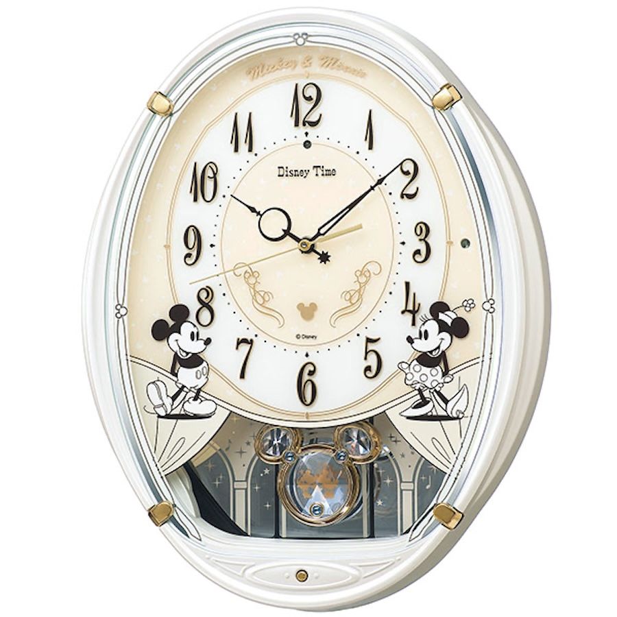 SEIKO Disney Radio Wave Wall Clock Mickey &amp; Minnie Mouse Melody Pendulum –FW579W