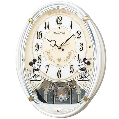 SEIKO Disney Radio Wave Wall Clock Mickey &amp; Minnie Mouse Melody Pendulum –FW579W