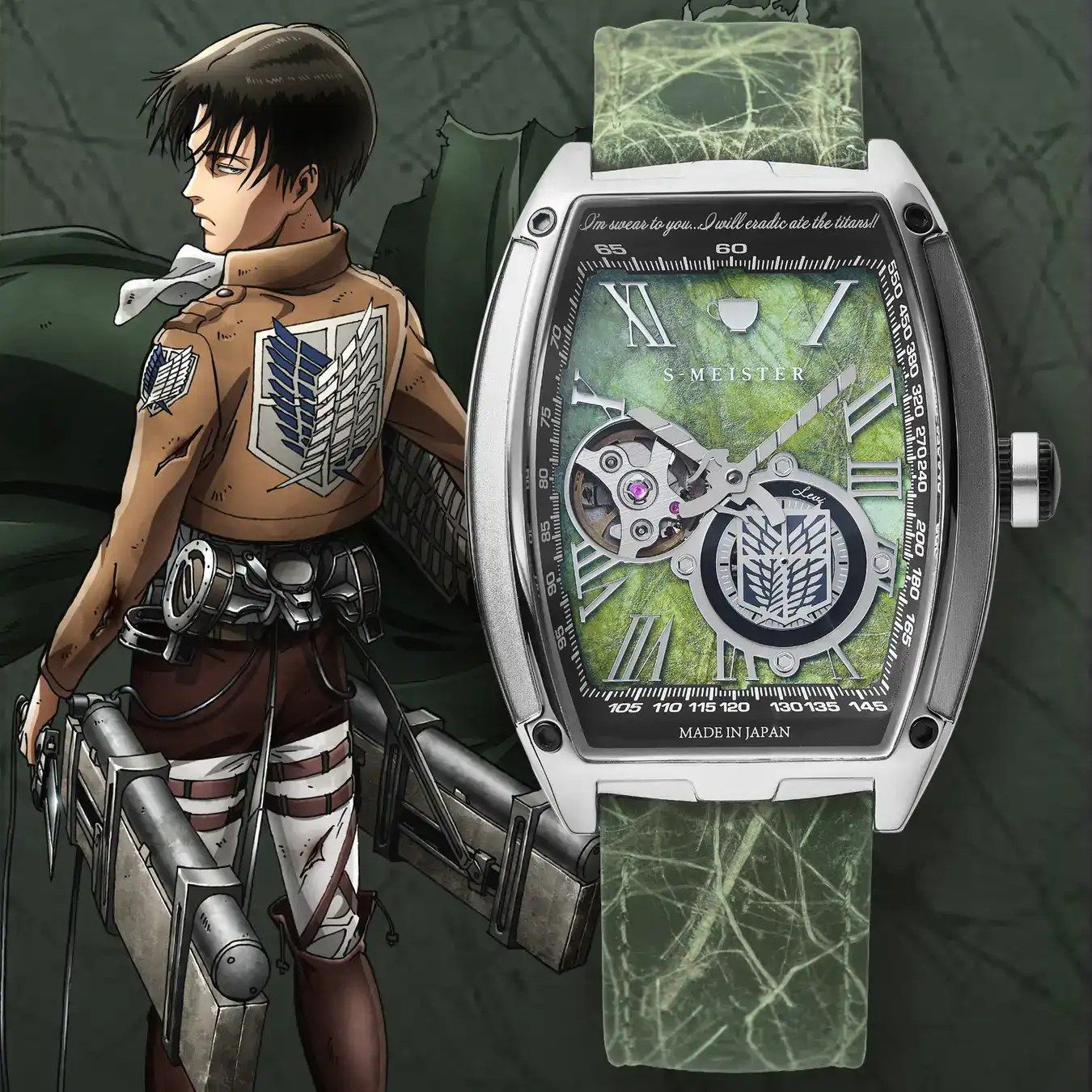 Garrack Attack on Titan men&#39;s automatic watch Garrack Attack on Titan Levi GARRACK ATTACK ON TITAN   (SHINGEKI NO KYOJIN) S-MEISTER COLLABORATION WATCH LIMITED EDITION MADE IN JAPAN 7.0mm × 39.0mm × 51.0mm Made in Japan JDM (Japanese domestic market