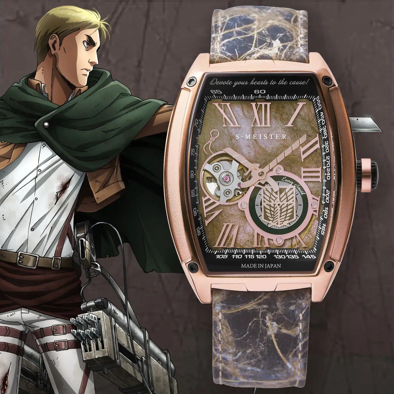 Garrack Attack on Titan men&#39;s automatic watch Garrack Attack on Titan Erwin Smith  GARRACK ATTACK ON TITAN   (SHINGEKI NO KYOJIN) S-MEISTER COLLABORATION WATCH LIMITED EDITION MADE IN JAPAN 7.0mm × 39.0mm × 51.0mm Made in Japan JDM (Japanese domesti