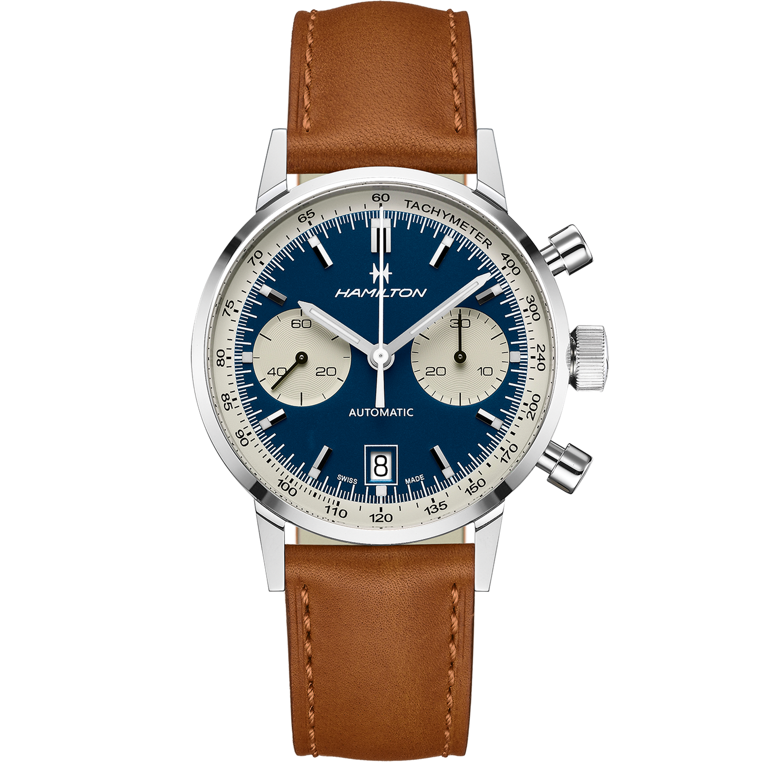 Hamilton American Classic Intra-Matic Auto Chrono H38416541 40 mm automatic men&#39;s watch – Sapphire, 100 m, chronograph, leather strap