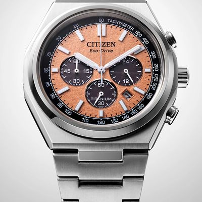 Citizen ZENSHIN Sport Luxury Super Titanium Panda Men&#39;s Chronograph Watch CA4610-85Z 42.5mm 100m WR sapphire crystal titanium strap and case Eco-Drive movement (powered by solar energy or light)