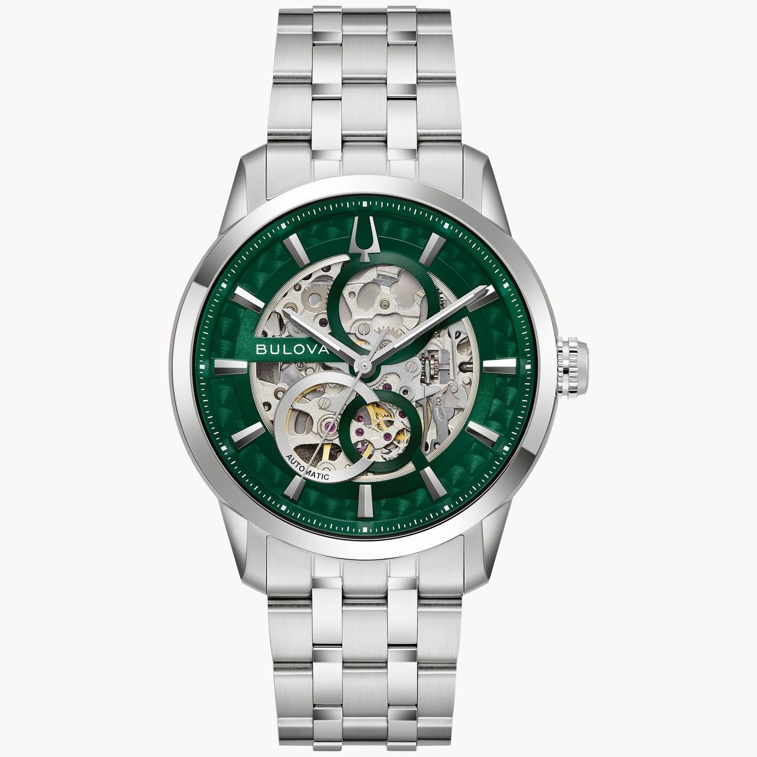 Bulova Sutton 96A329 men&#39;s automatic watch, 40 mm, sapphire crystal, 30 m WR, steel strap