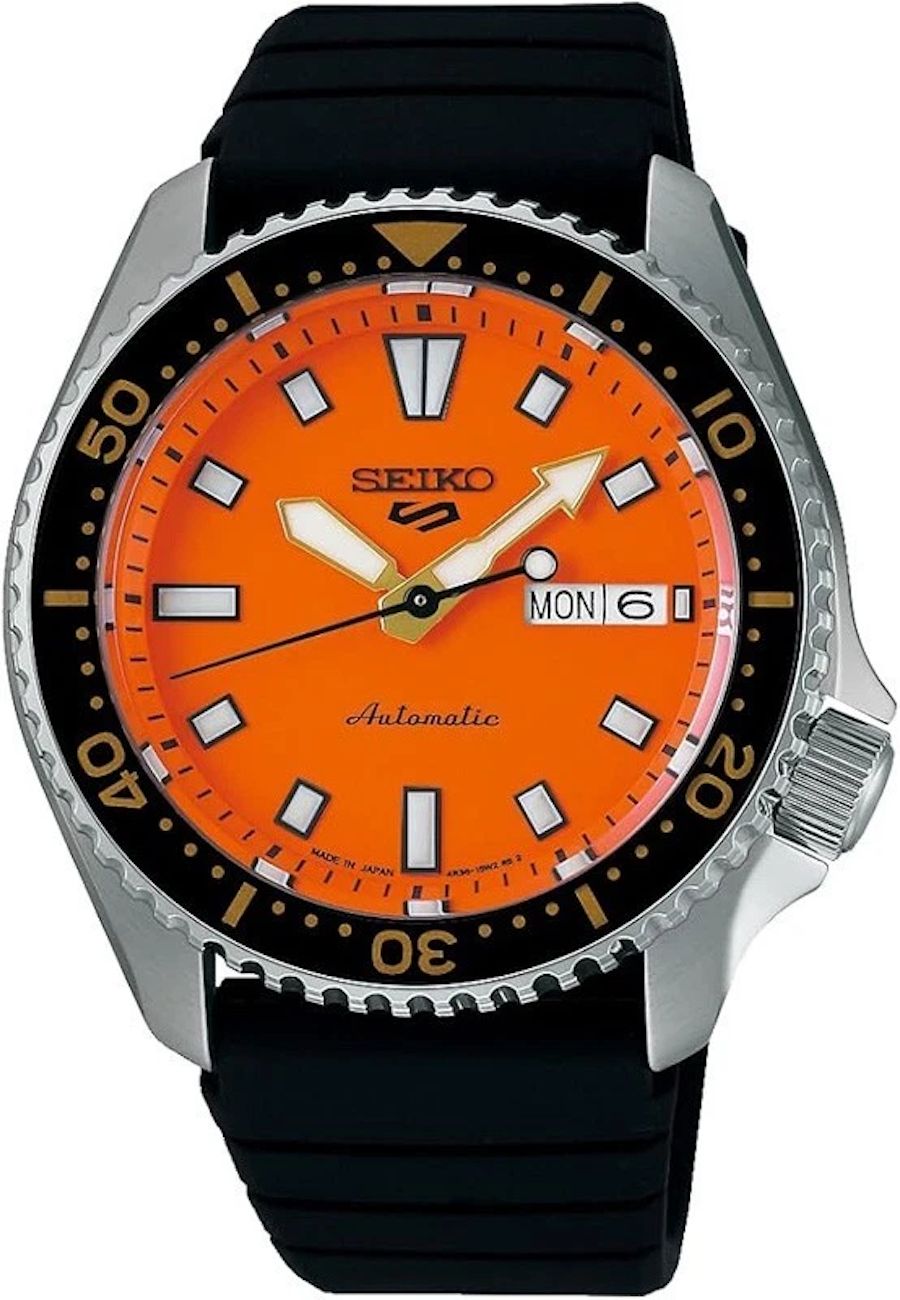 Seiko SKX SBSA309 Kabocha Redux Daichi​ JDM 42.5mm 100m WR automatic watch for men with silicone strap, made in Japan JDM (Japanese domestic market)## Seiko 5 Sports SBSA309 - Explosión de Color Naranja en 42.5mm