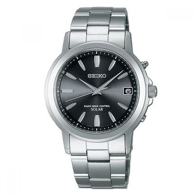 Seiko Brightz SBTM169 JDM 37.6mm radio-controlled men&#39;s sundial watch with sapphire crystal, 100m WR, steel strap, made in Japan JDM (Japanese domestic market)