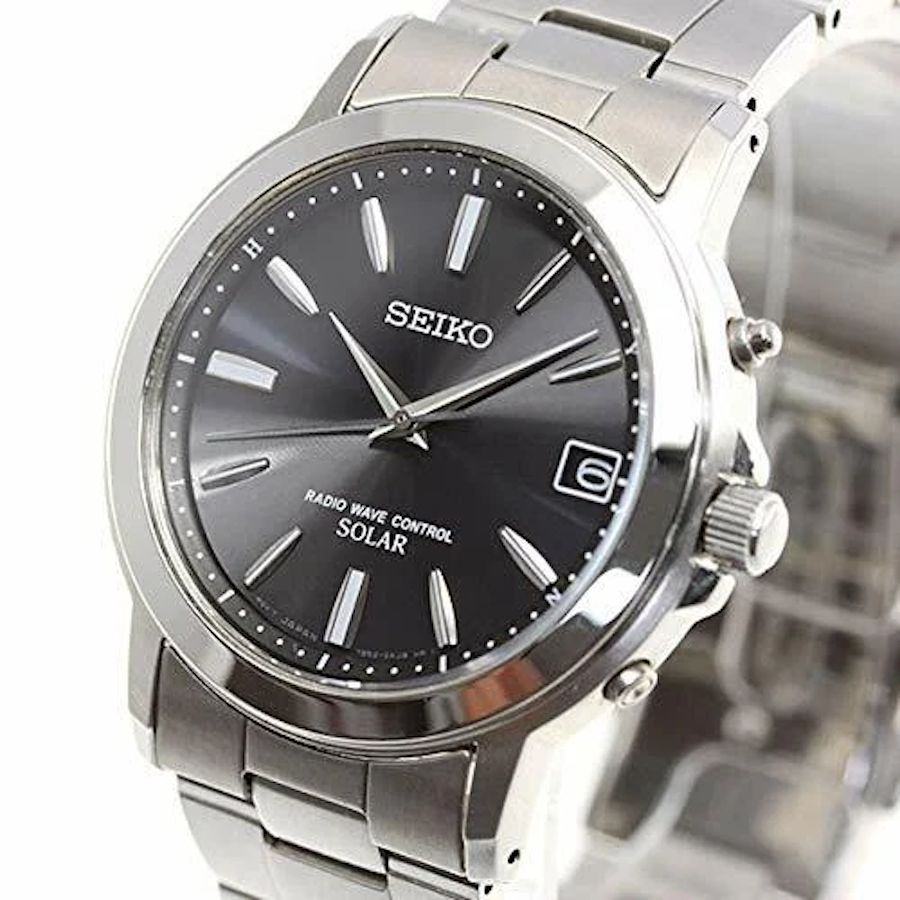 Seiko Brightz SBTM169 JDM 37.6mm radio-controlled men&#39;s sundial watch with sapphire crystal, 100m WR, steel strap, made in Japan JDM (Japanese domestic market)