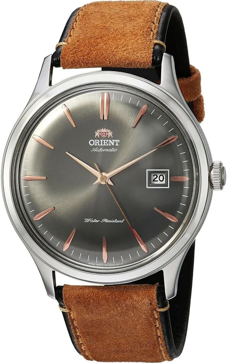 Orient Bambino TAC08003A 42mm 30m WR automatic men&#39;s watch with leather strap