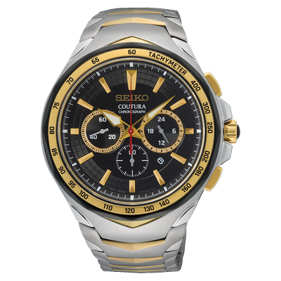 Seiko Coutura SRWZ26 men&#39;s chronograph watch, 45.6 mm, sapphire crystal, 100 m water resistance, steel strap