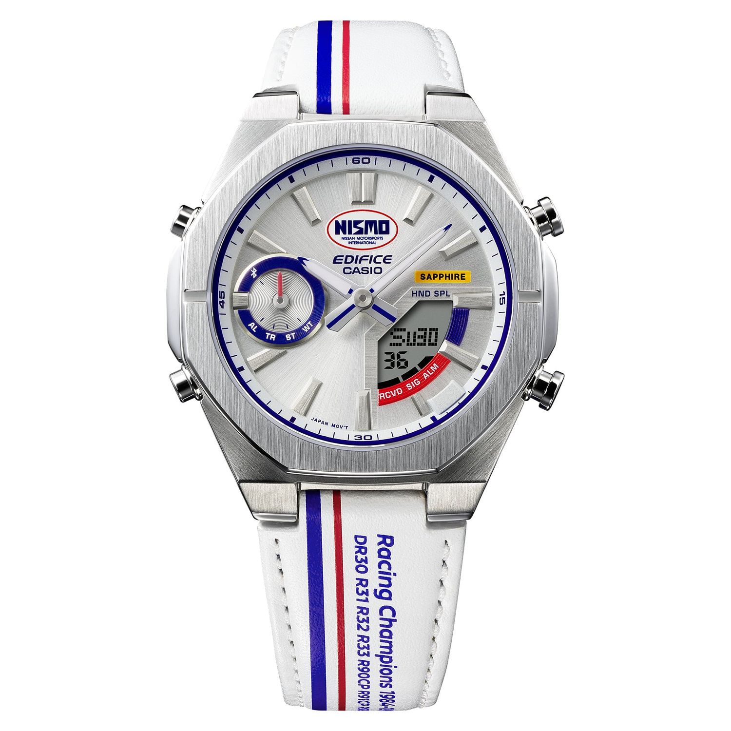 Casio Edifice NISMO Heritage Edition ECB-S10NIS-7AJR JDM Men&#39;s Bluetooth Solar Watch 43mm 100m WR Sapphire crystal Leather strap Japan Domestic Market