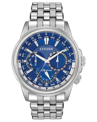 Citizen Eco-Drive Calendrier BU2021-51L 44mm 100m WR steel strap watch with Eco-Drive movement (powered by solar energy or light)