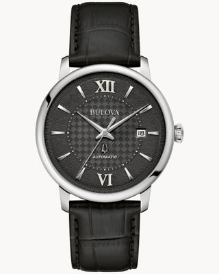 Bulova Hudson 96B441 automatic watch, 39 mm, sapphire crystal, leather strap, textured dial