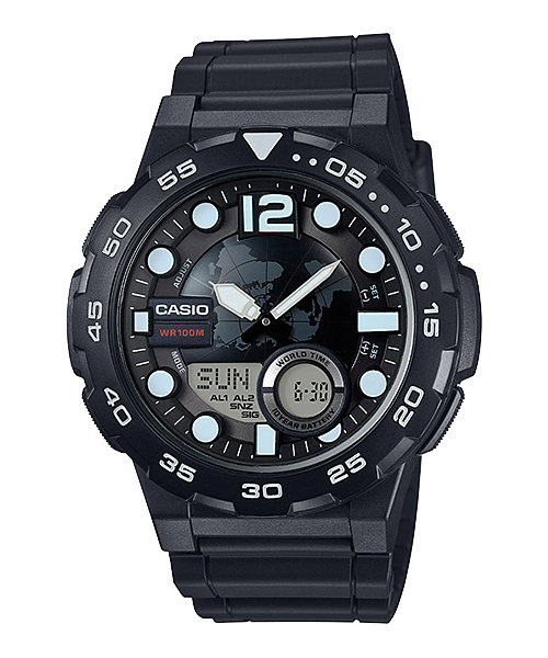 reloj analógico y digital hombre Casio AEQ-100W-1A Hora Mundial - Correa resina