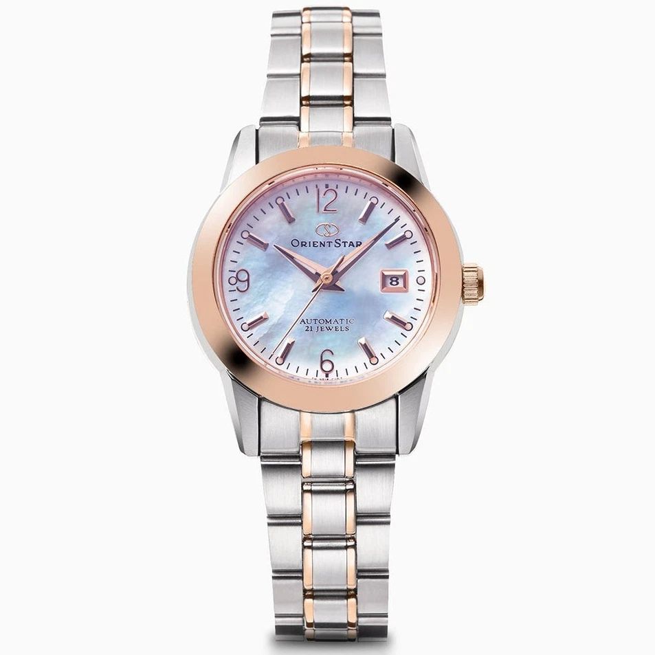 Orient Star Contemporary WZ0401NR JDM automatic ladies&#39; watch, 28.5 mm, two-tone, 100 m water resistant, steel strap, made in Japan, JDM (Japanese domestic market)