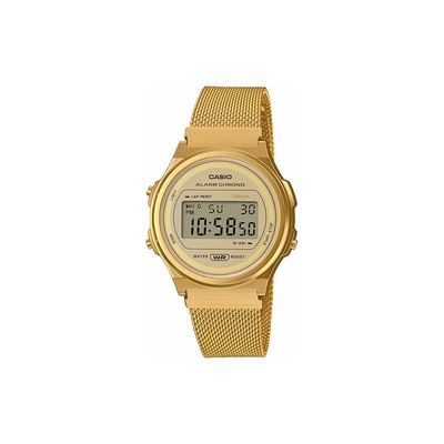 Casio A171WEMG-9A Gold Vintage Unisex Retro Digital Watch with Alarm, Stopwatch, and Water Resistant