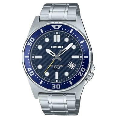 Casio MTD-135D-2A – Reloj deportivo de acero con esfera azul resistente al agua 100m