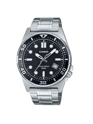 Casio MTD-135D-1A – Reloj deportivo de acero con esfera negro resistente al agua 100m