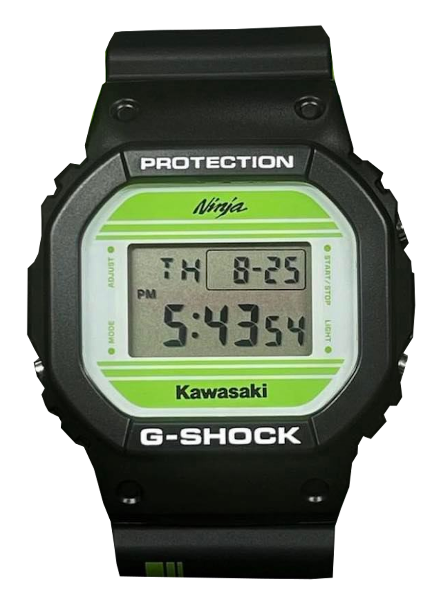 CASIO G-Shock DW-5600KAWA22-1P JDM Kawasaki Ninja unisex quartz watch 48.9 mm × 42.8 mm × 13.4 mm 200 m resin strap Backlight with Ninja logo JDM (Japanese domestic market)