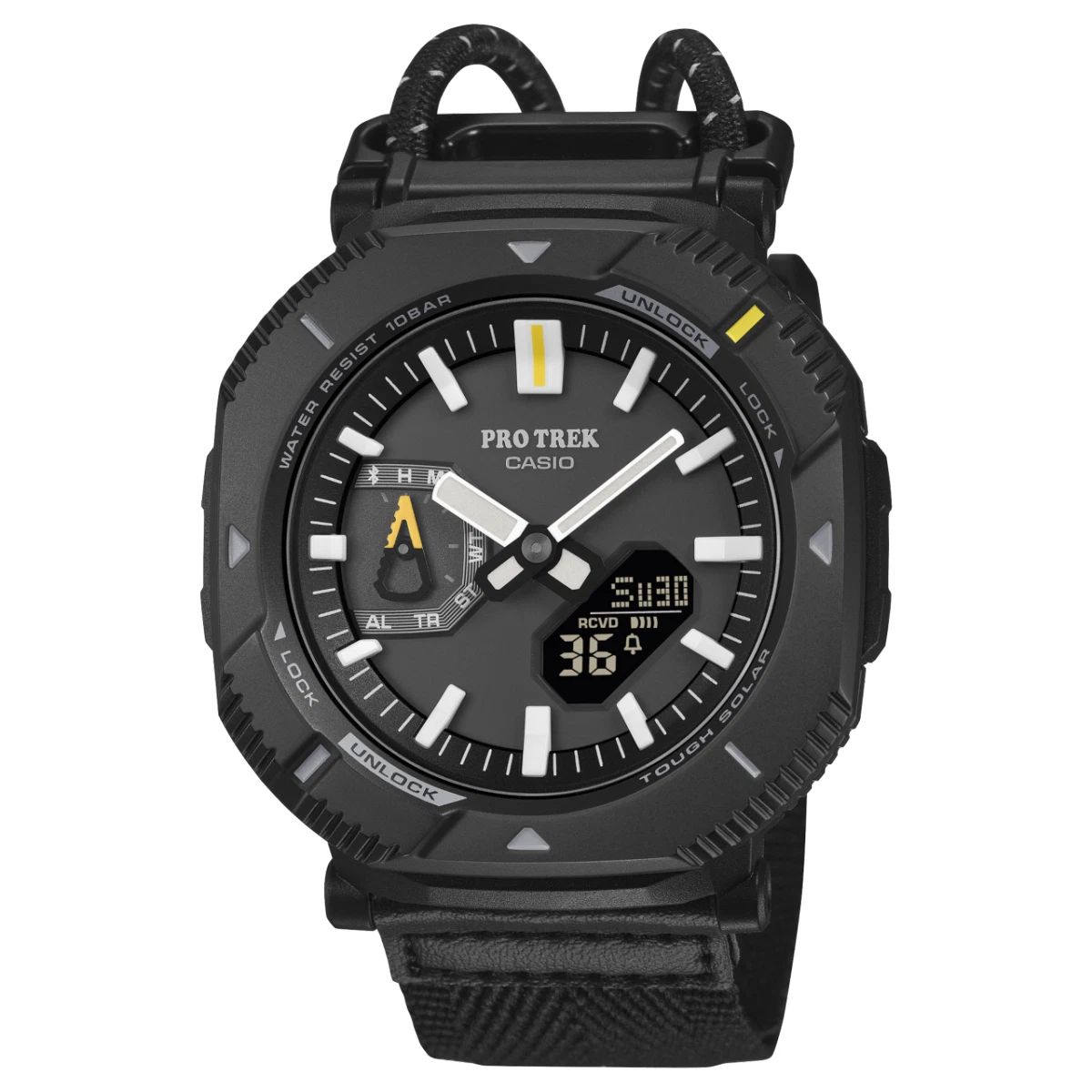 Casio Pro Trek PRJ-B001B-1JF JDM Hiker Outdoor Bluetooth Analog Digital Watch 37g 100m WR Smartphone Link Fabric Strap JDM (Japanese Domestic Market)