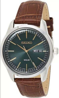 Men’s solar quartz Seiko Classic SNE529P1 40 mm – Sapphire, 100 m, leather strap