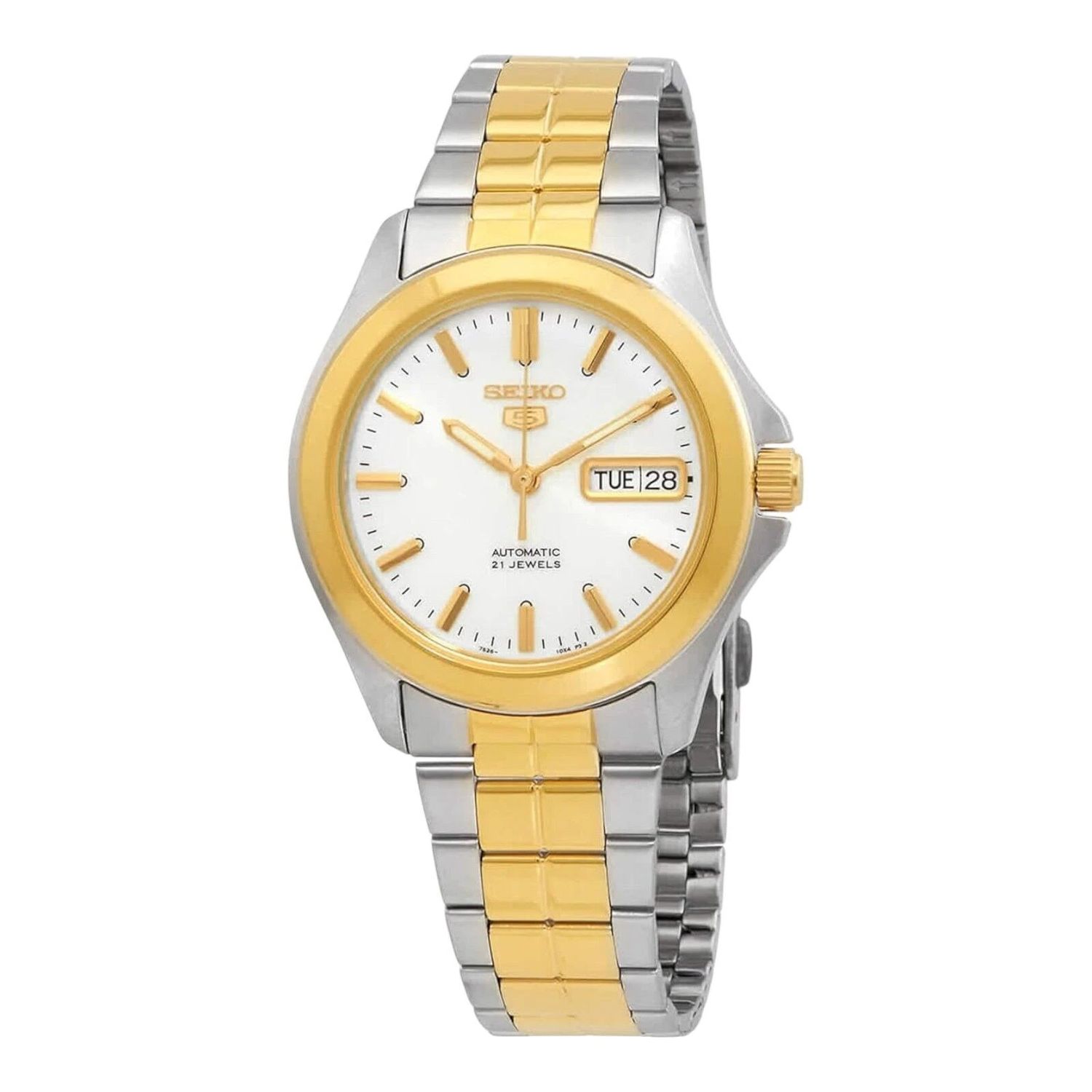 Seiko 5 SNKK94K1 automatic men's watch, 37 mm – two-tone bezel and bracelet, 30 m calibre, steel strap