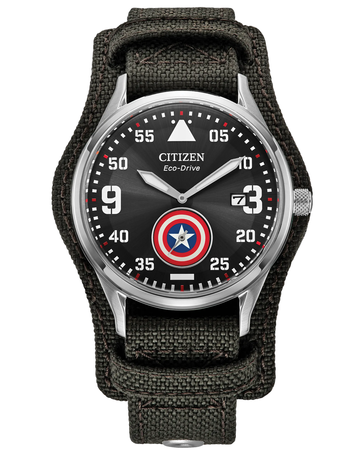 Citizen Marvel Captain America BV1140-00W men&#39;s solar watch, 40 mm – WR50 m, Cordura® strap, Eco-Drive movement (powered by solar energy or light)