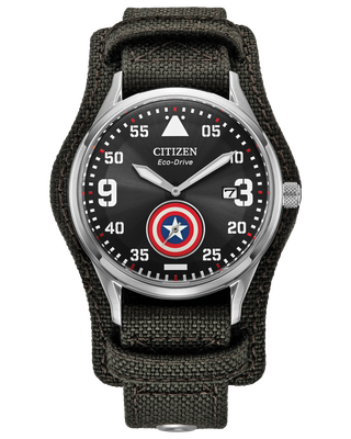 Citizen Marvel Captain America BV1140-00W men&#39;s solar watch, 40 mm – WR50 m, Cordura® strap, Eco-Drive movement (powered by solar energy or light)
