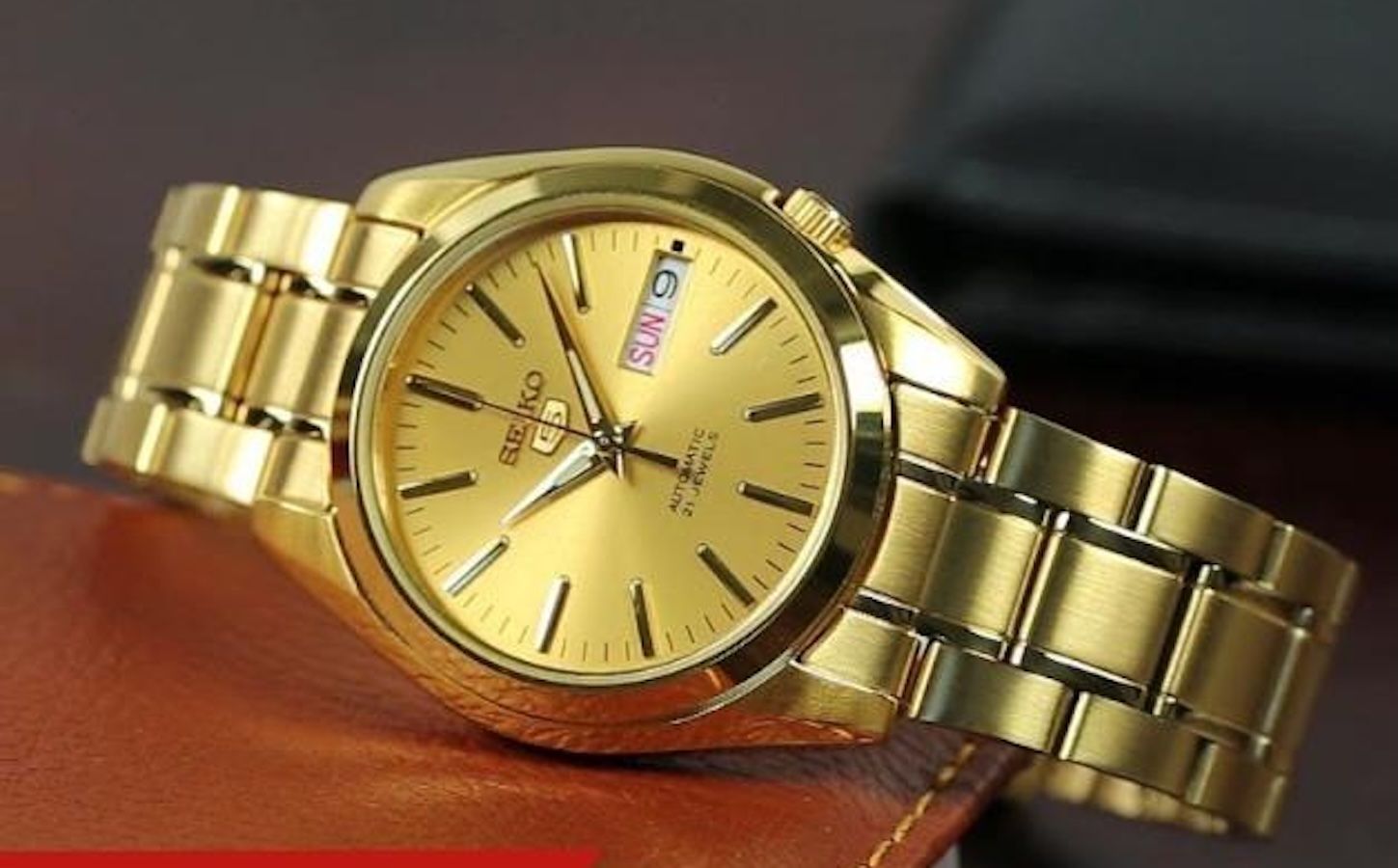 unisex automatic watch Seiko 5 SNKL48K1 38mm 30m WR steel strap Calibre 7S26