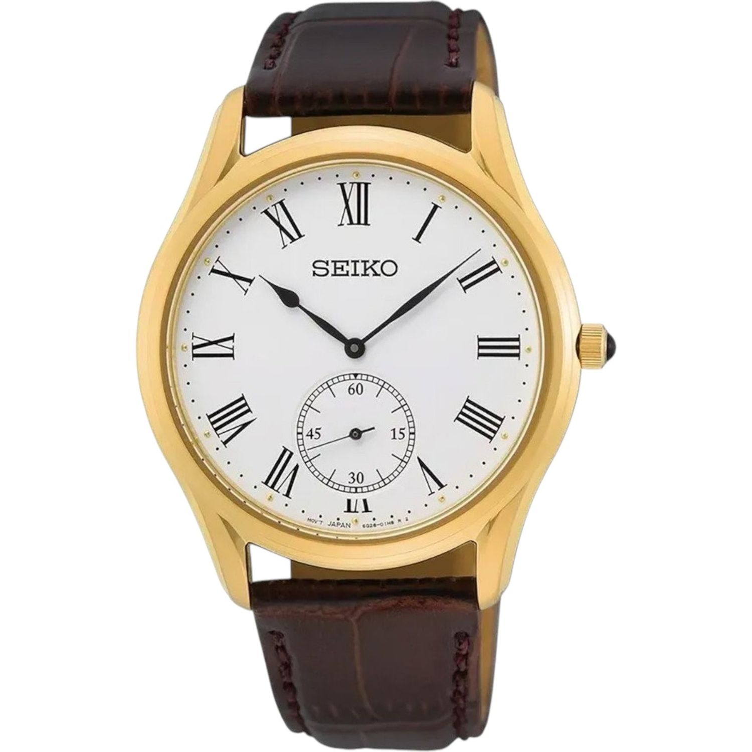 Men’s quartz Seiko Classic SRK050P1 39 mm – Sapphire, 5 BAR, leather strap