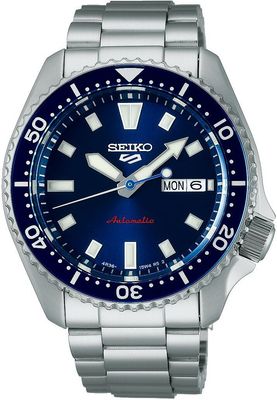 Men’s automatic Seiko 5 Sports SRPL83K1 42.5 mm – Hardlex, 100 m, steel bracelet