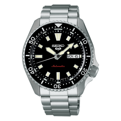 Men’s automatic Seiko 5 Sports SRPL85K1 42.5 mm – Hardlex, 100 m, steel bracelet