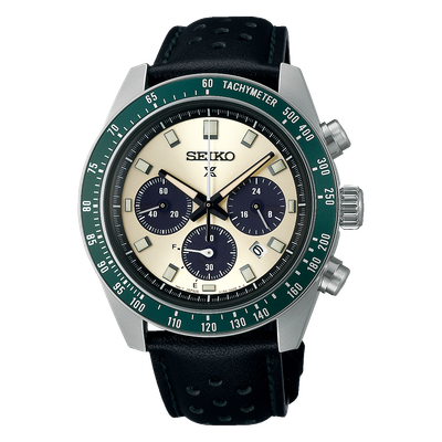 Men’s solar Seiko Prospex Speedtimer SSC943P1 41.4 mm – Sapphire, 100 m, leather or steel bracelet