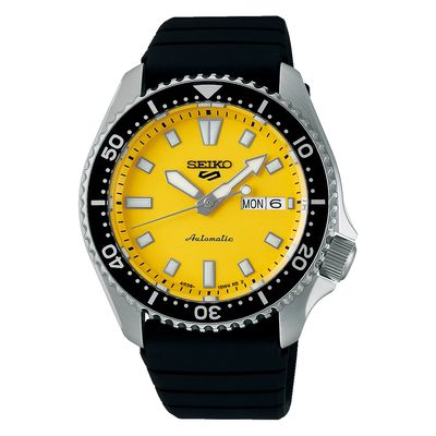 Men’s automatic watch Seiko 5 Sports SKX Yellow Hornet SRPL87K1 42.5 mm – Yellow dial, 100 m, rubber strap