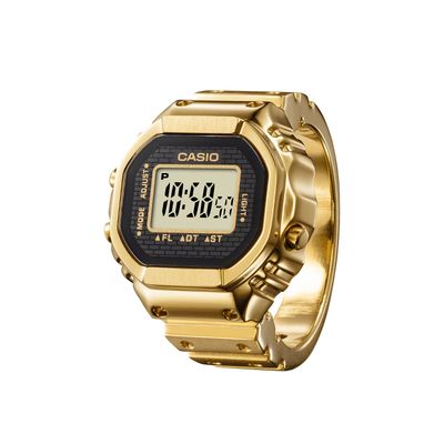 Unisex RING Casio Ring Watch CRW-001G-9JR 19.5 mm – Gold IP, dual time, stopwatch, light, 30 m