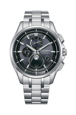 Citizen Attesa Moon Phase BY1001-66E men&#39;s solar-powered radio-controlled titanium watch, 41.5 mm, 100 m WR, sapphire crystal, titanium case and strap, Eco-Drive movement (powered by solar energy or light)