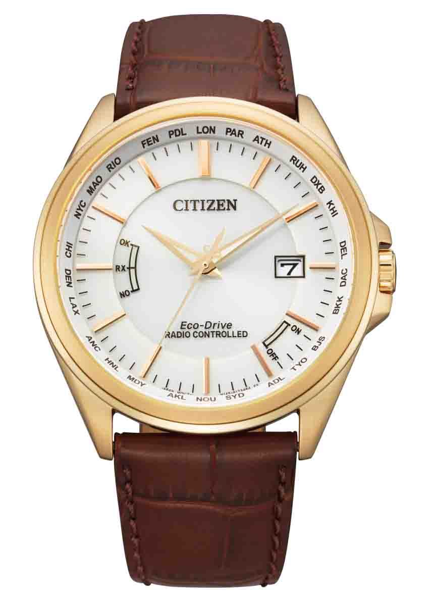 Citizen Perpetual Calendar CB0253-19A men&#39;s solar radio-controlled watch, 43mm sapphire crystal, leather strap, Eco-Drive movement (powered by solar energy or light) World Time
