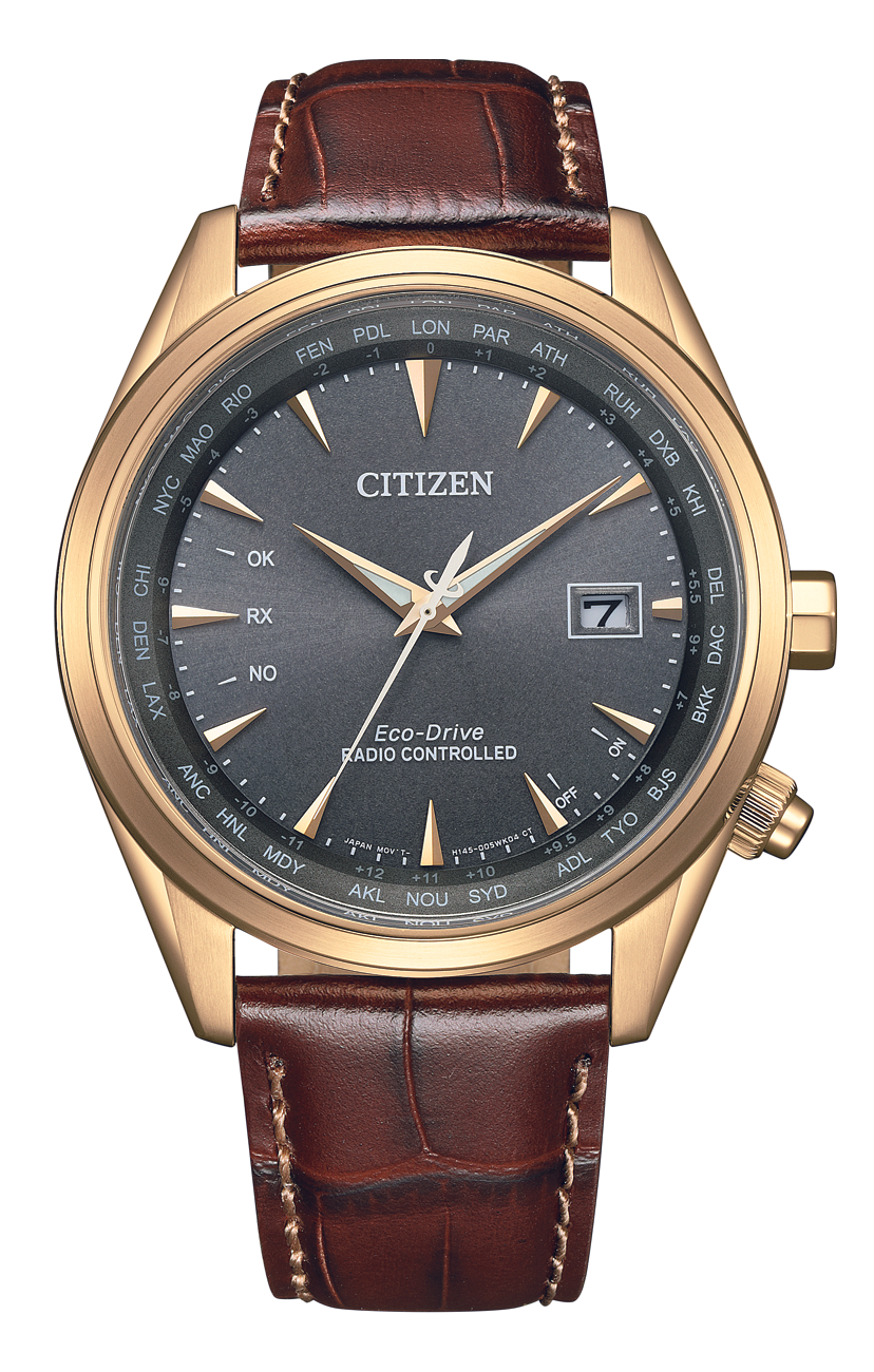 Citizen Eco-Drive CB0273-11H | Radio-Controlled Men&#39;s Watch | Rose Gold Steel and Leather Strap | Sapphire Crystal and Perpetual Calendar (43mm)