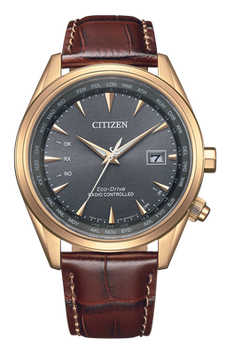 Citizen Eco-Drive CB0273-11H | Radio-Controlled Men&#39;s Watch | Rose Gold Steel and Leather Strap | Sapphire Crystal and Perpetual Calendar (43mm)