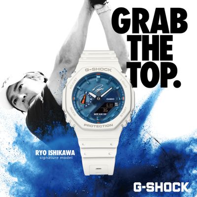 Casio G-Shock Analog-Digital Men&#39;s Watch GA-2100RI25-7AJR Ryo Ishikawa JDM Limited Edition  45.4mm Carbon Core 200m WR JDM (Japanese Domestic Market)
