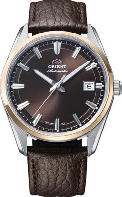 Orient Stretto Date RA-AC0R03Y Chocolate / Rose Gold  men&#39;s automatic watch 38.5 mm 50 m WR sapphire crystal leather strap