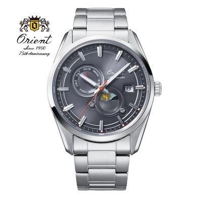 Orient Stretto Sun &amp; Moon RA-AK0311N 41.5mm Limited Edition 75th Anniversary Men&#39;s Automatic Watch Sapphire Crystal 50m WR Steel Strap